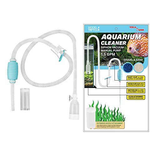 Eredeti TERA PUMP Aquarium Cleaner Akváriumi akváriumi kavicsos homoktisztító hosszú fúvókával N vízáramlás-szabályozóval - BPA mentes (modell: TRFTCLN)